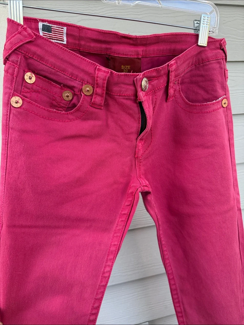 True Religion Women's Skinny Jeans in Fuchsia Pink - Picture 6 of 9